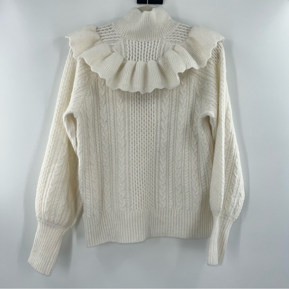 Madewell NWT Cable Winslow Mockneck Sweater Alpaca Blend in Antique Cream Large - Picture 4 of 10